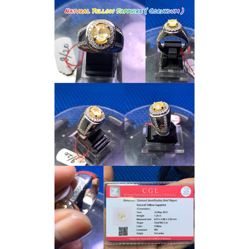 NATURAL YELLOW SAPPHIRE ( CORUNDUM ) 1,26 Cr, NH SRI LANKA “ MEMO CGL “