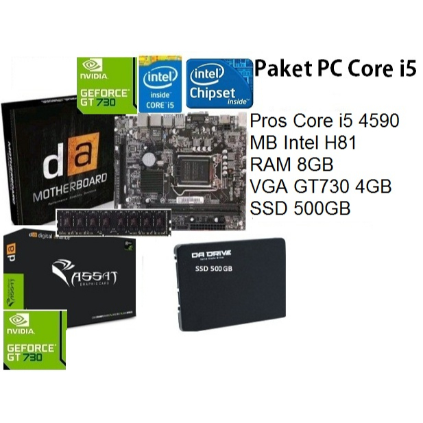 PAKET NEW Prosesor Intel Core i5 4570/4590 MOBO Intel H81 VGA 4GB