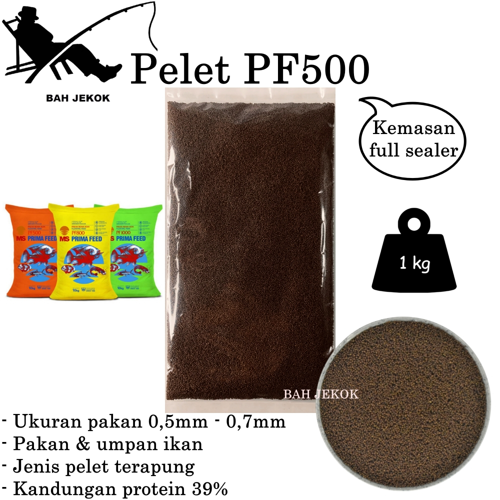 Pelet PF500 Pakan Ikan Hias Kecil Bibit Cupang Koi Guppy Kura Kura Kolam & Akuarium 1kg.