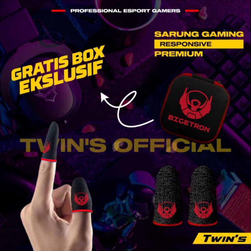 GRATIS BOX POUCH - 2PCS SARUNG JEMPOL GAMING - ANTI KERINGAT