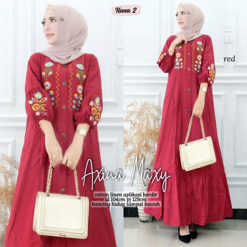 AXIANA MAXI/ DRES KATUN BORDIR PREMIUM ORI HANA
