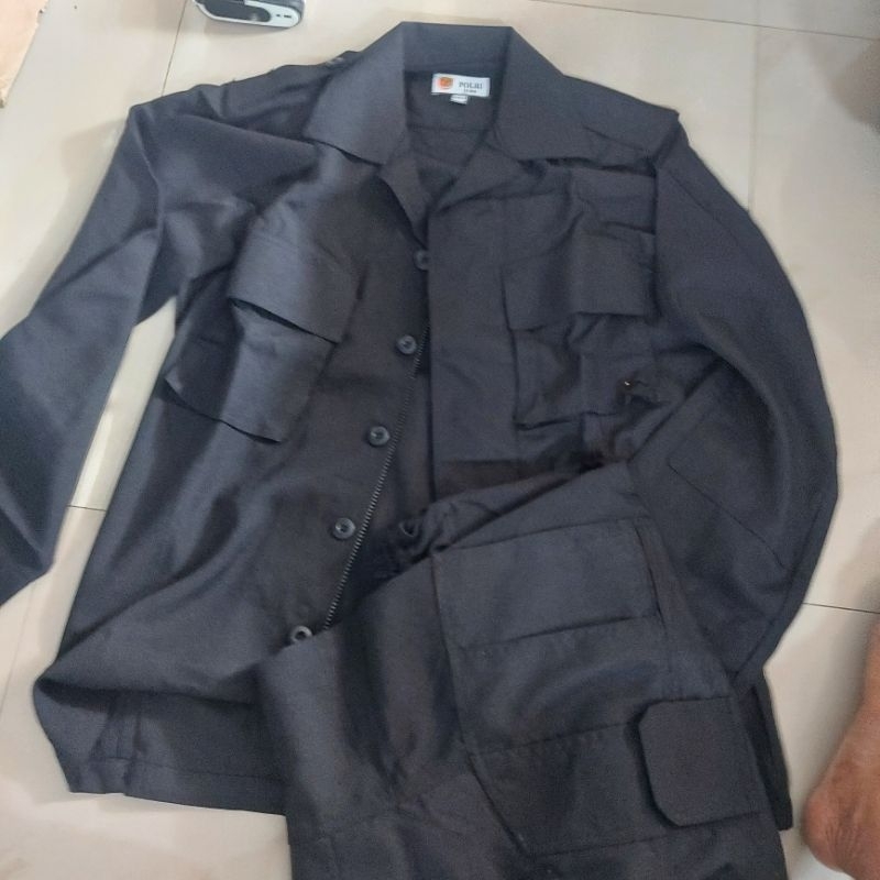 SETELAN PDL HITAM TACTICAL kain alus jatah polri