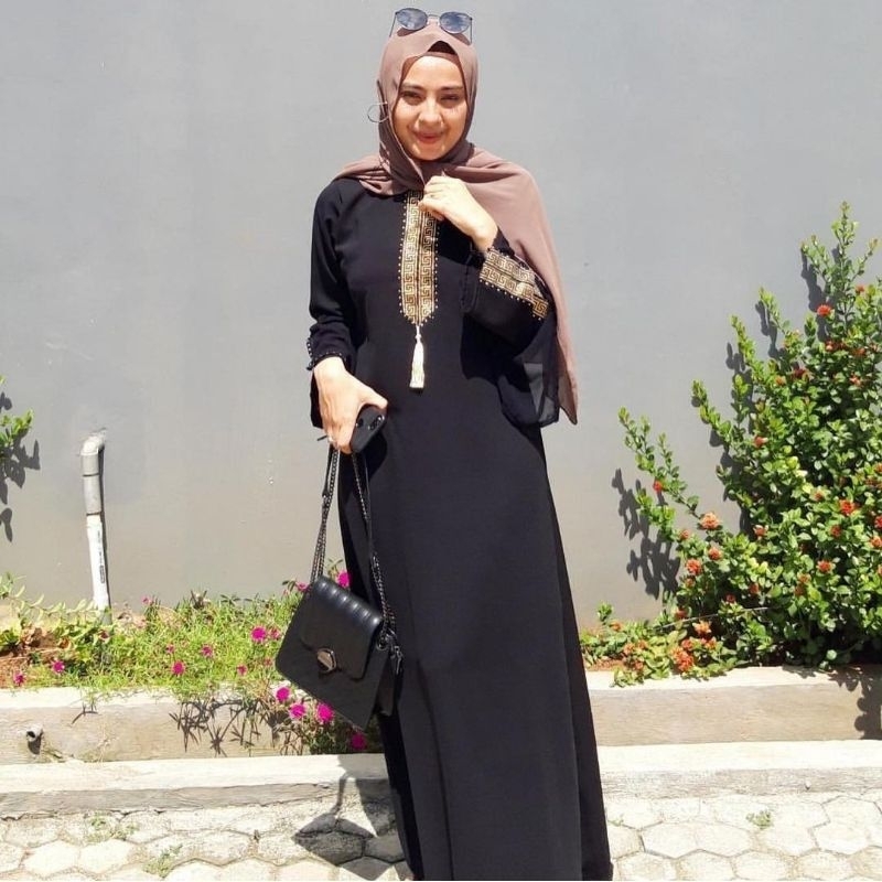 Gamis Abaya Hitam Remaja Turkey Maxi Dress Syari Umroh Arab Saudi