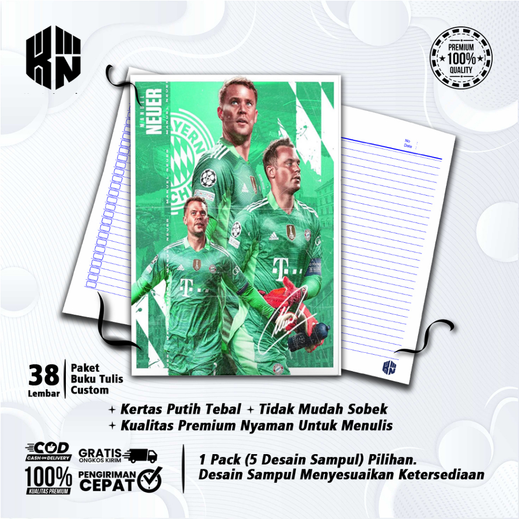 

Buku Tulis Sekolah Custom Tema Sepak Bola NEUER Bergaris 38 Lembar 1 Pak Isi 5 Buku/ Buku Tulis Anime/ Buku Aesthetic/ Buku Catatan