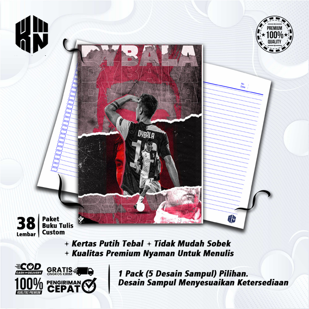 

Buku Tulis Sekolah Custom Tema Sepak Bola PAUL DYBALA Bergaris 38 Lembar 1 Pak Isi 5 Buku/ Buku Tulis Anime/ Buku Aesthetic/ Buku Catatan