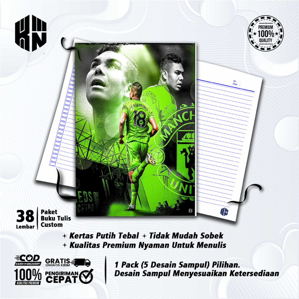 

Buku Tulis Sekolah Custom Tema Sepak Bola CASEMIRO Bergaris 38 Lembar 1 Pak Isi 5 Buku/ Buku Tulis Anime/ Buku Aesthetic/ Buku Catatan