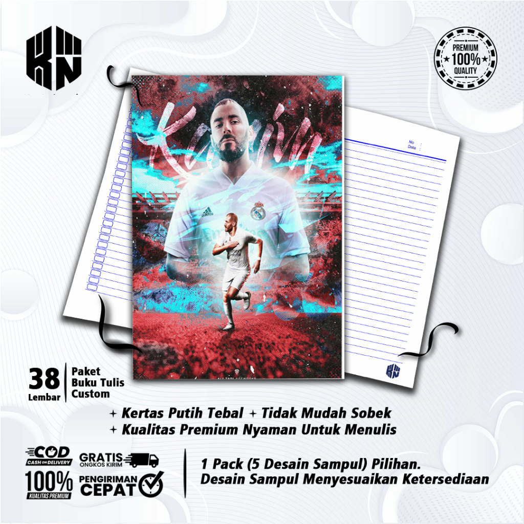 

Buku Tulis Sekolah Custom Tema Sepak Bola KARIM BENZEMA Bergaris 38 Lembar 1 Pak Isi 5 Buku/ Buku Tulis Anime/ Buku Aesthetic/ Buku Catatan