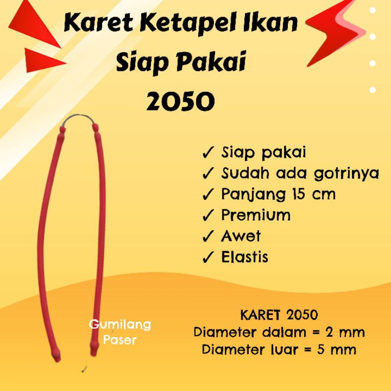 TERMURAH karet ketapel ikan Slingshoot siap pakai merah 2050 5mili