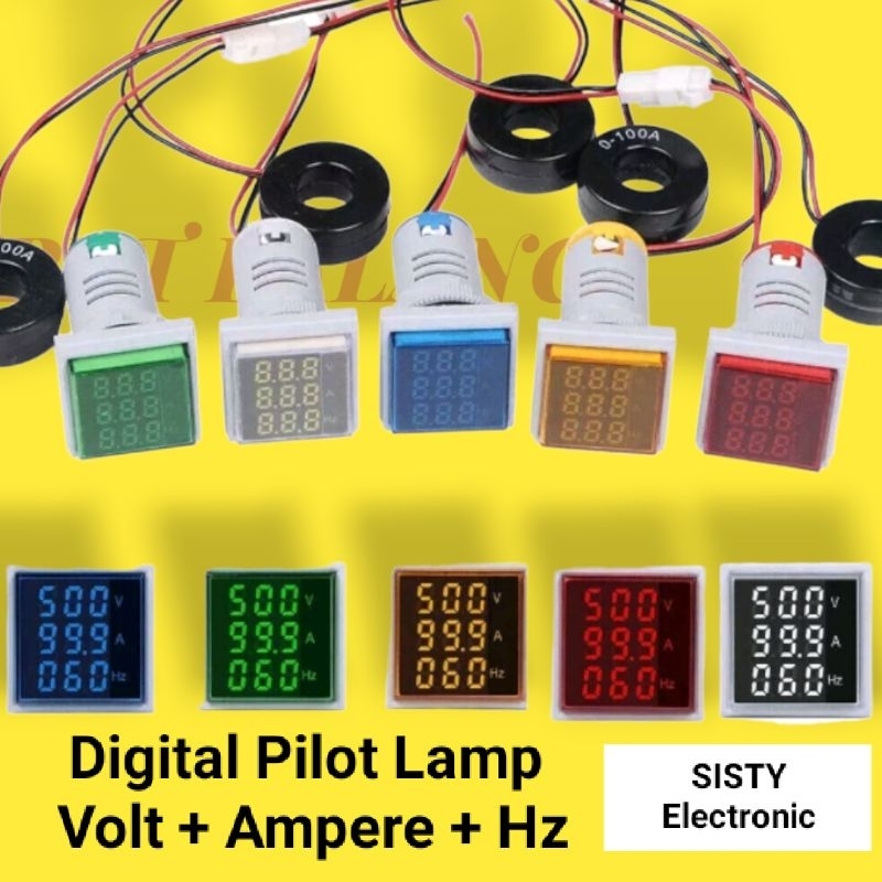 Vu Digital Ac Pilot Lamp Digital Volt + Ampere + Hz AD16-22VAH