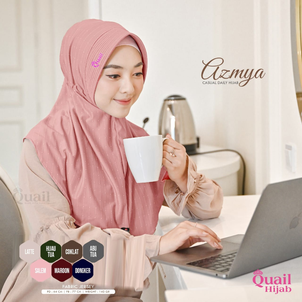Jilbab AZMYA Quail Original Hijab Instan Serut Jersey Crinkle Premium Terbaru COD Distributor Resmi