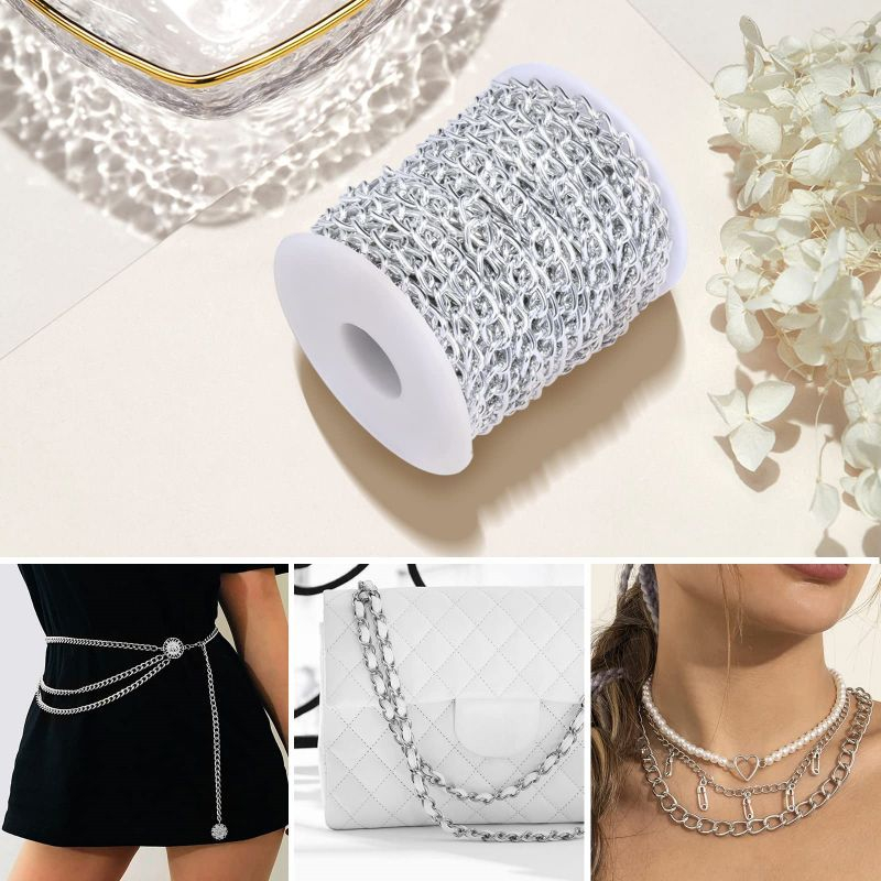 1Roll/5M Rantai Kalung Gelang Rantai Alumunium Rantai Aksesoris Kalung Gelang DIY