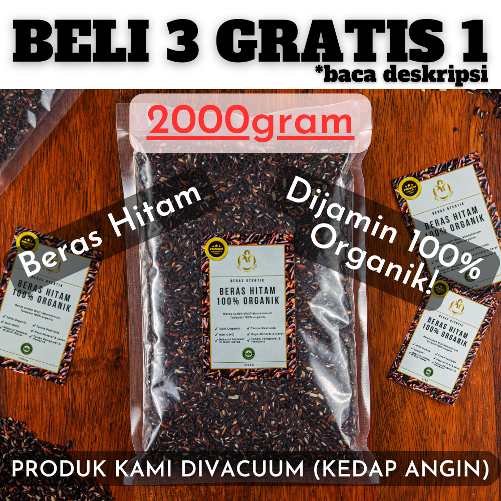 

BERAS ORGANIK Beras Hitam Otentik 100% Organik 2000gram/2kg