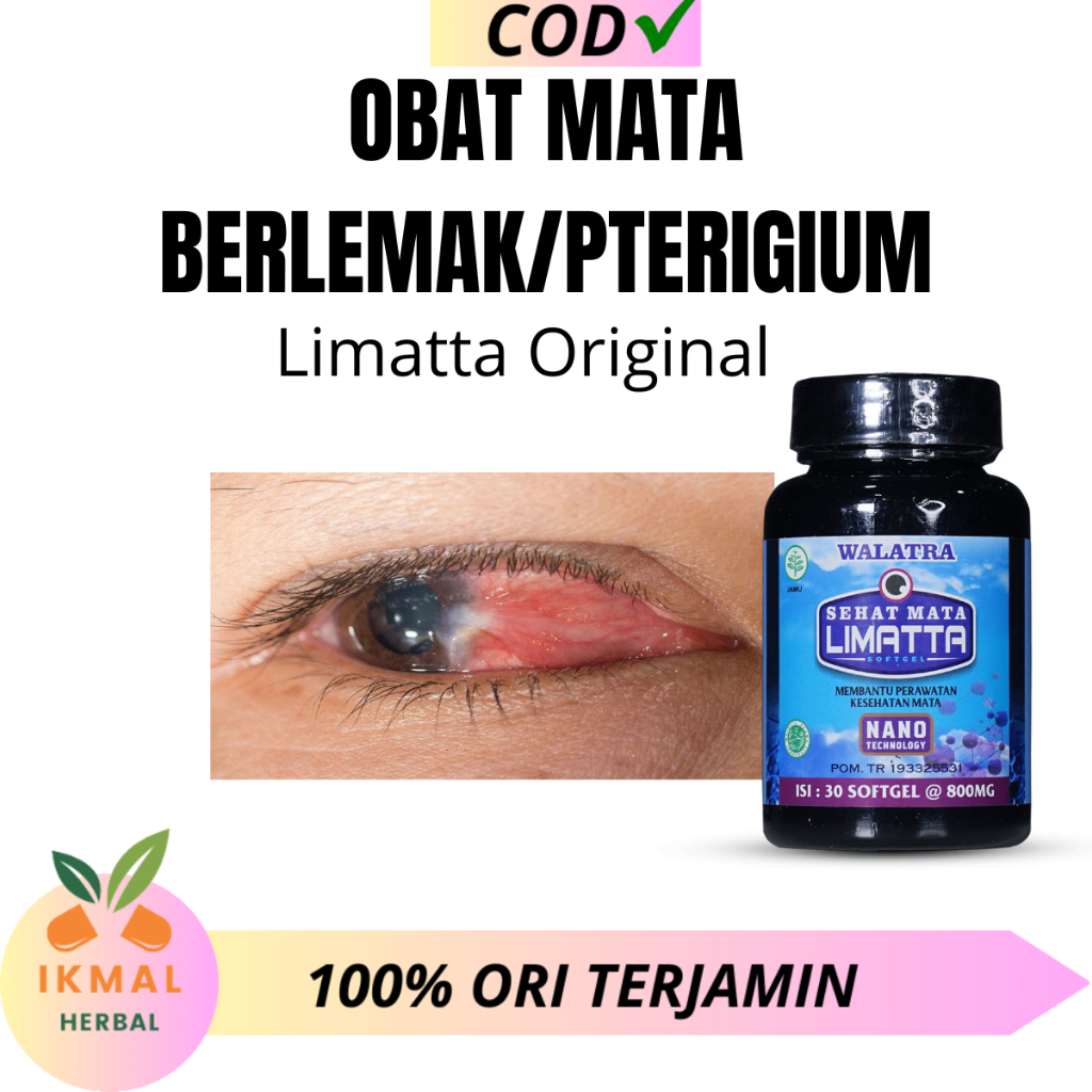 Obat Mata Berlemak/Pterigium Limatta Herbal Original Aman Dikonsumsi Untuk Kesehatan Mata isi 30 Sof