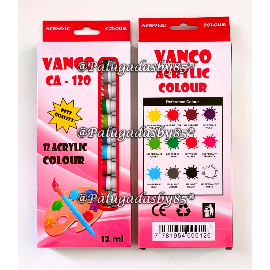 

(1 Set Isi 12 Pcs) Cat Acrylic VANCO CA-120 12 ml / Cat Acrylic Color Colour / Cat Poster Vanco / Cat Air Vanco / Cat Minyak / Cat Akrilik Vanco CA120 CA 120