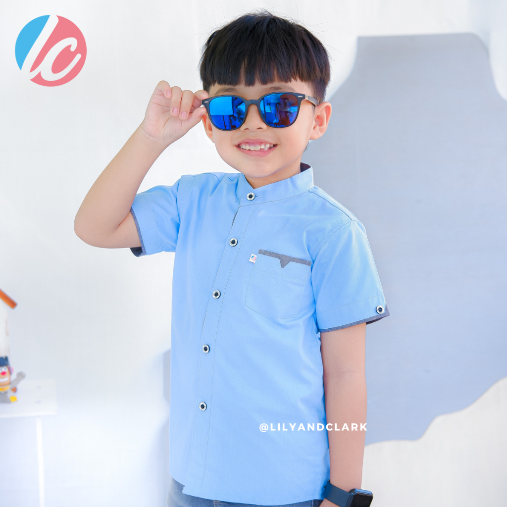 LILY AND CLARK KEMEJA ANAK LAKI-LAKI LENGAN PENDEK STELL BLUE KP12