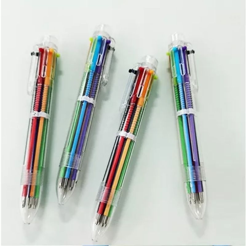 

Pulpen 6 Warna Transparan Pena Ballpoint Pen Six-in-One Colour