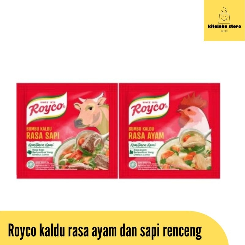 

Royco kaldu rasa ayam dan sapi kemasan renceng 8 g× 12 pcs