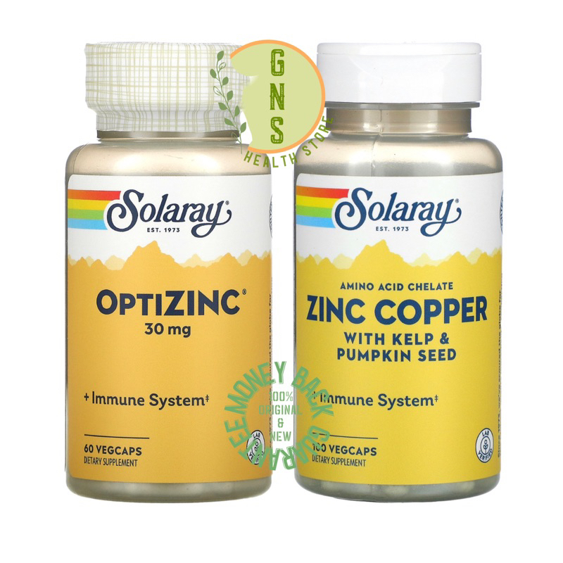 Solaray OptiZinc Opti Zinc Copper Kelp Pumpkin Seed Vitamin B6 30mg 30 mg for Immune System