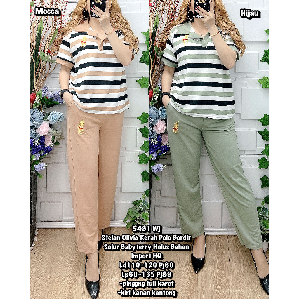 5481 WJ SETELAN OLIVIA KERAH POLO BORDIR