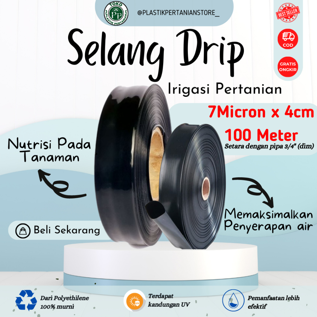Selang Drip 7 micron 4 cm 100 meter - Pipa 3/4 Inch