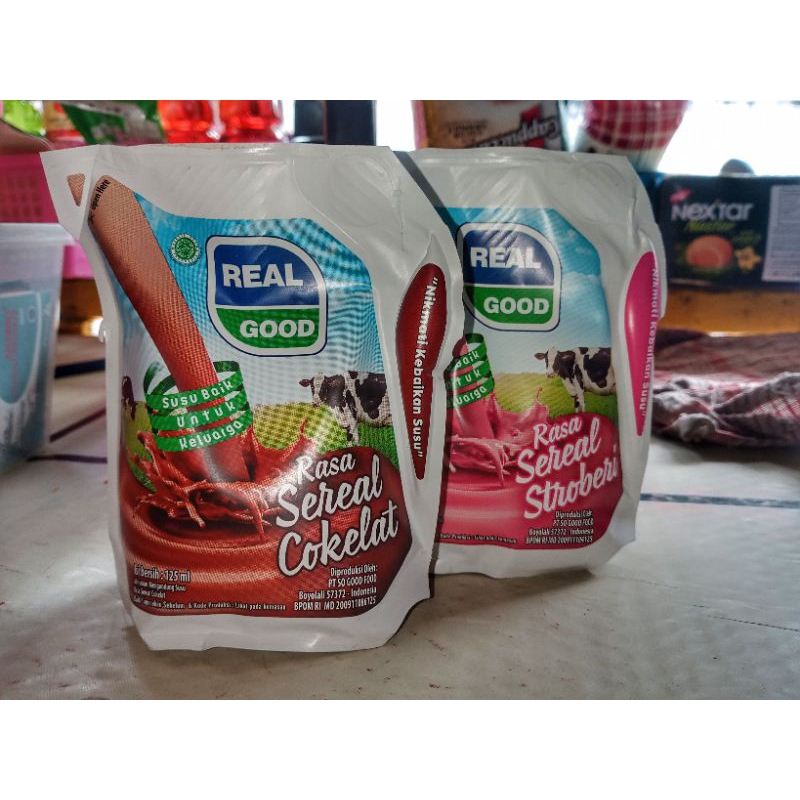 

Susu realgood 125ml sereal strawberry/cokelat