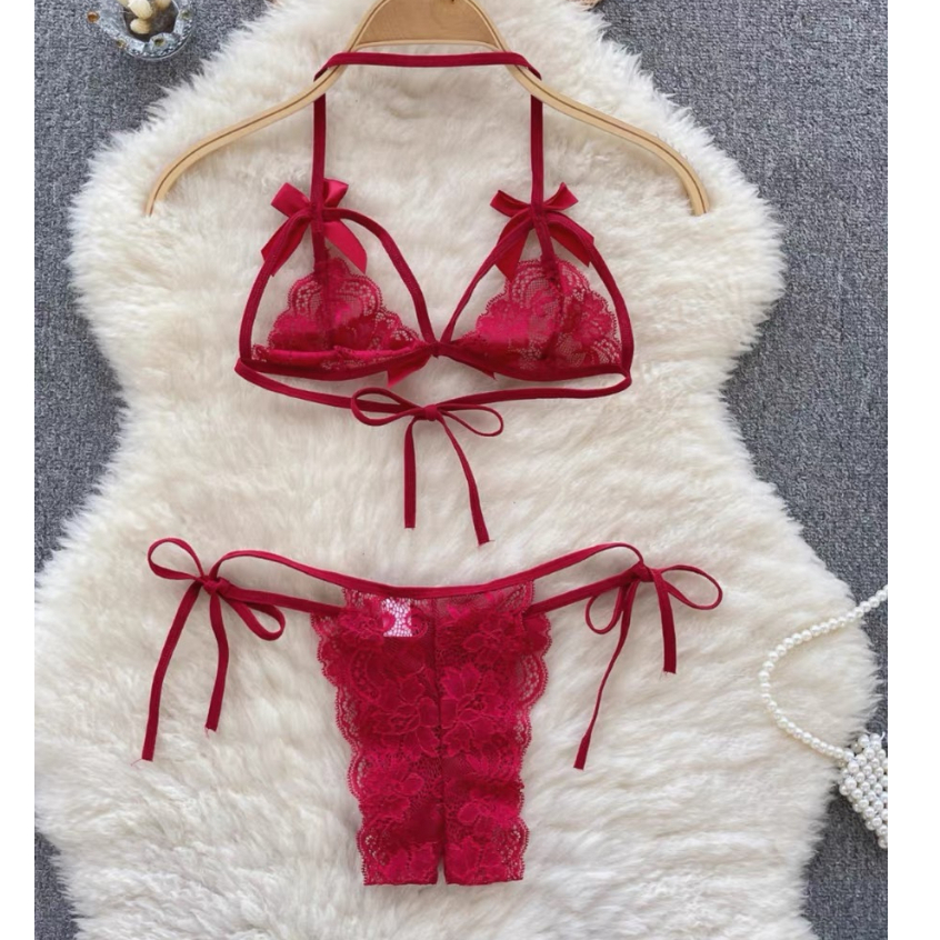 Bra Open Cup Sexy Lingerie Wanita Open Crotch G String Bikni Malam Renda Transparan B130