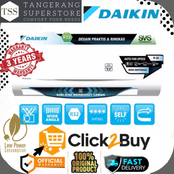 AC DAIKIN 1/2PK STANDARD FTC15NV14 FTC15NV 15NV SUPER COOLING R32 THAILAND AC 0.5PK DAIKIN LOW WATT