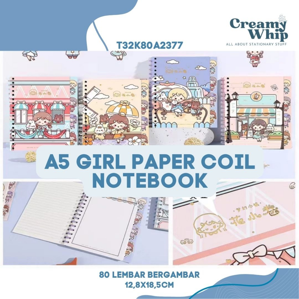 

A5 Chibi Girl Paper Coil Notebook - Buku Tulis Bergambar Cute Girk Notebook Buku Catatan Sekolah