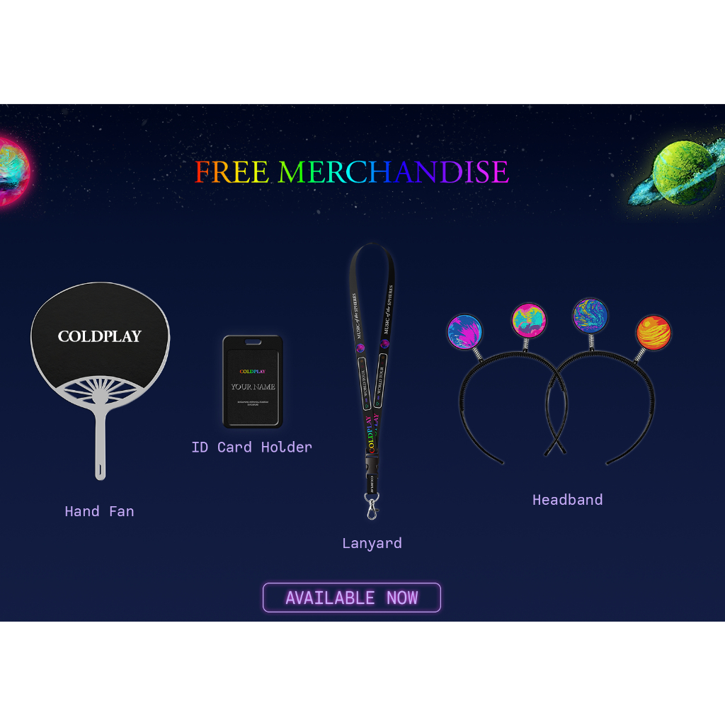 MERCHANDISE Konser Coldplay KIPAS LANYARD PHOTOCARD BANDO TUING TUING