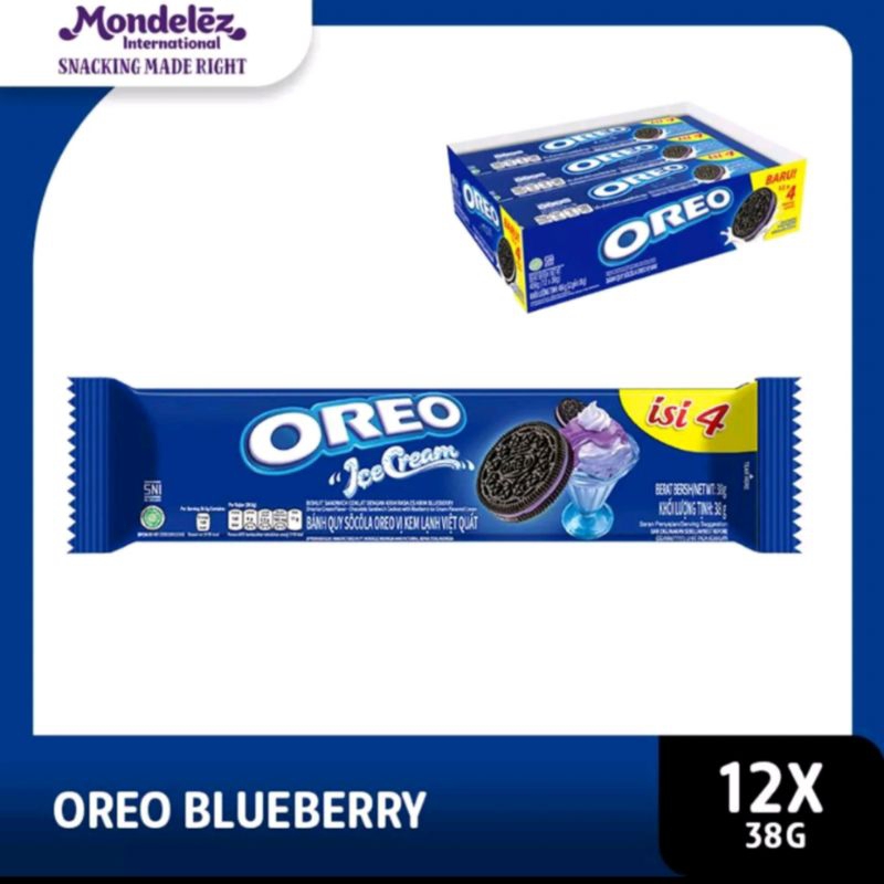 

OREO BISKUIT KRIM BLUE BERRY/ 1 PACK ISI 12 PCS @ 36.8 GR