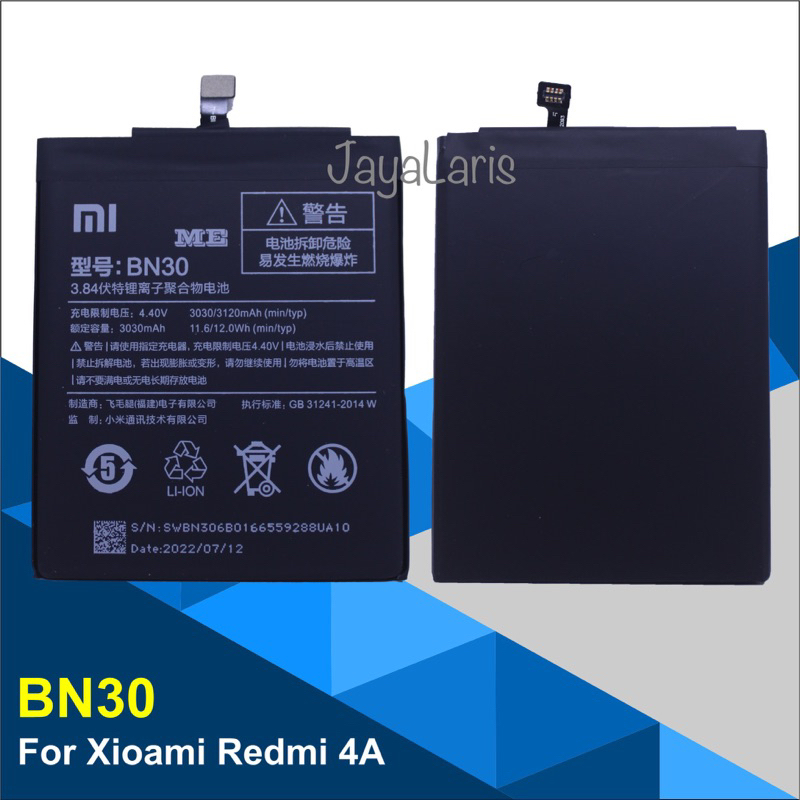 JAYALARIS BAT ME BN30 / Baterai BN30 / Baterai Xiaomi BN30 / Bat Xiaomi Redmi 4A