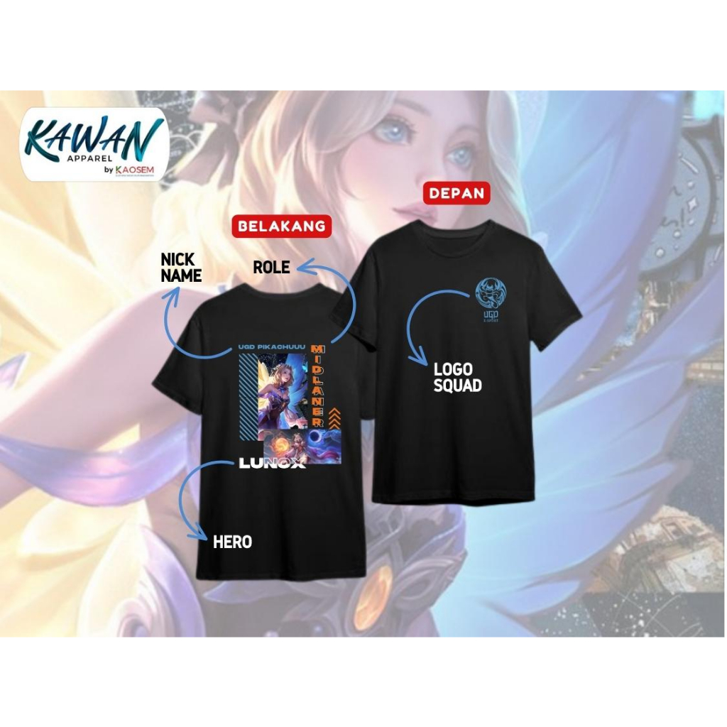 Kaos Lunox/ Kaos Mobile Legend/ Kaos Custom/ Kaos Murah