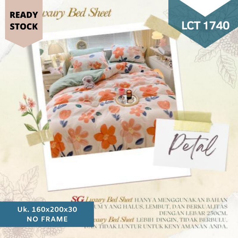 Seprei Katun Lokal SG LUXURY BedSheet PETAL 160x200x30. Halus