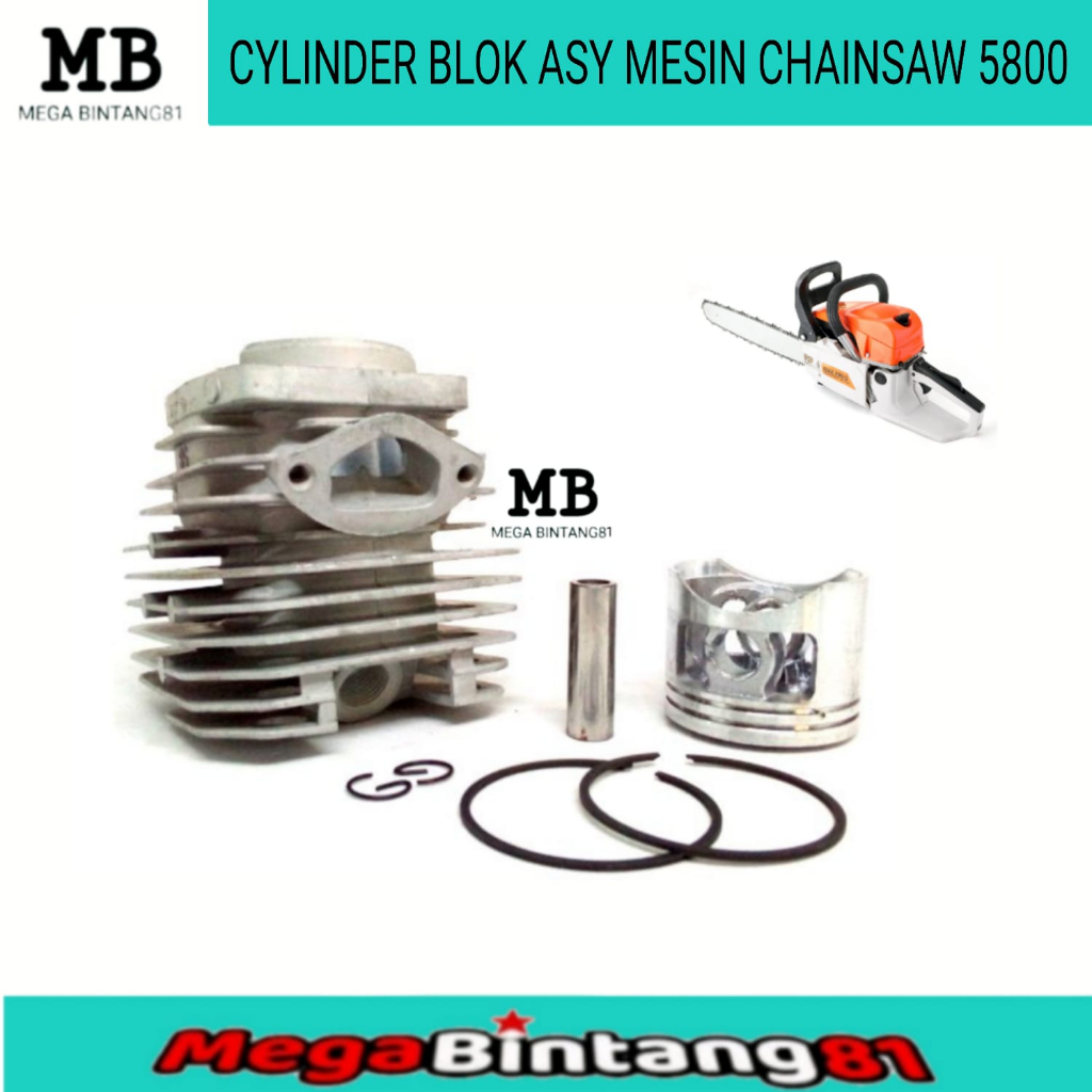 Cylinder blok boringan Komplit mesin chainsaw sinso mini tipe 5800