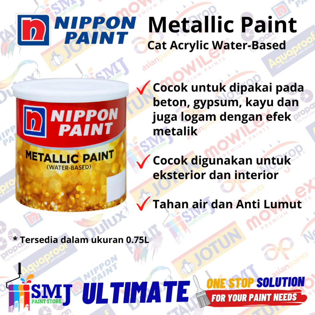 Cat Minyak Besi &amp; Kayu NIPPON PAINT METALIC PAINT Warna Tinting 0,75L