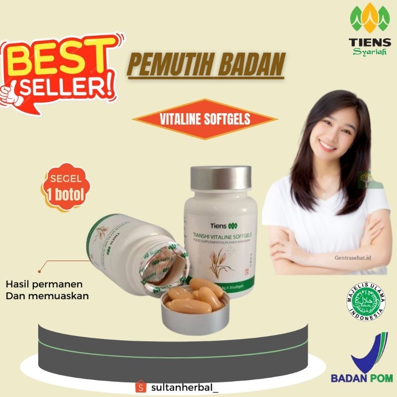 TERLARIS OBAT PEMUTIH BADAN PEMUTIH SELURUH KULIT BADAN VITALINE SOFTGELS TIENS | TIANSHI PUTIH | CE
