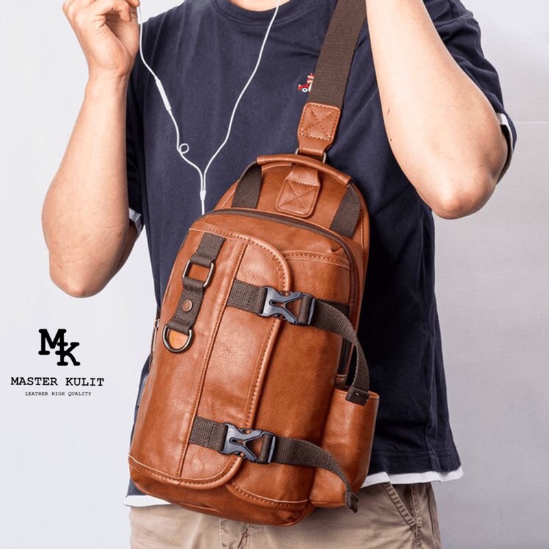 Tas Pria Kulit Kapasitas Besar Multifungsi Tas Slempang Tas Dada