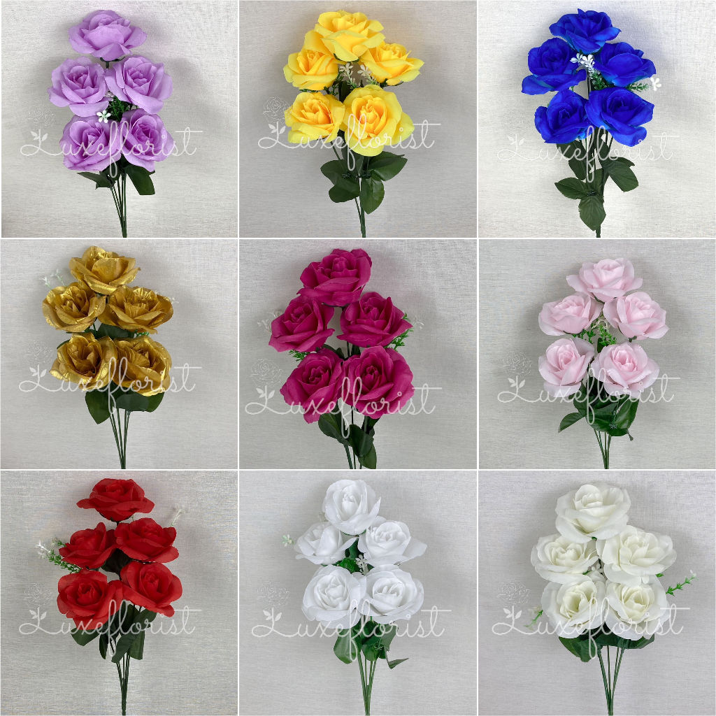 Bunga Mawar Rose Of Cabang 5 Bahan Kain Dan Plastik - rose jepang -mawar murah - Artificial Dekorasi