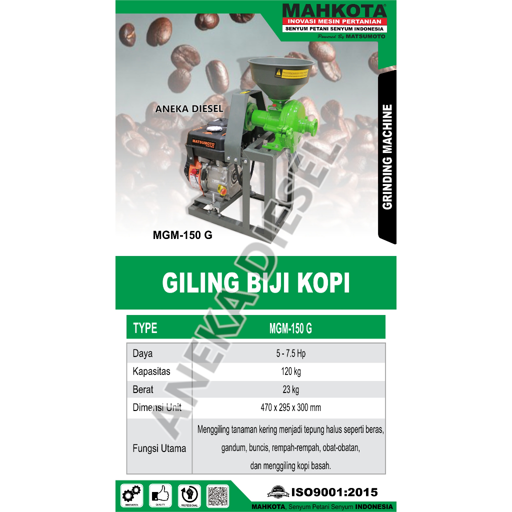 Mesin Giling Kopi MG 150G MAHKOTA Mesin Giling Gilingan Penggiling Biji Kopi MGM 150G MAHKOTA