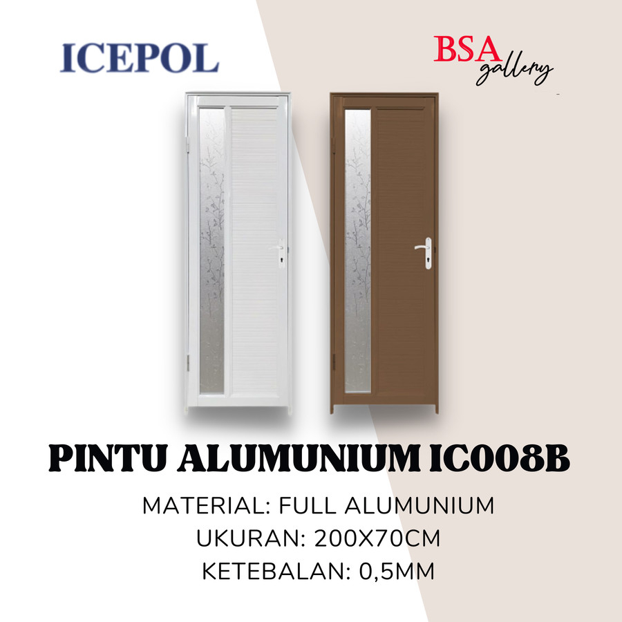 PINTU ALUMUNIUM KACA PANJANG 20X700 ICEPOL / PINTU KAMAR MANDI