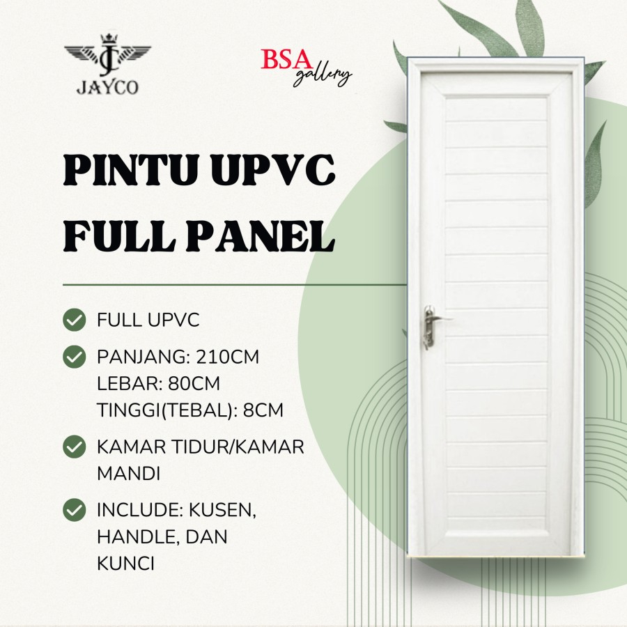 PINTU KAMAR TIDUR 210X80 UPVC JAYCO / PINTU KAMAR MANDI FULL UPVC