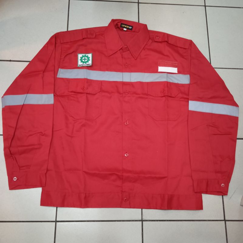 Seragam Kerja Merah/Seragam Proyek Merah/Baju Kerja Merah Lengan Panjang
