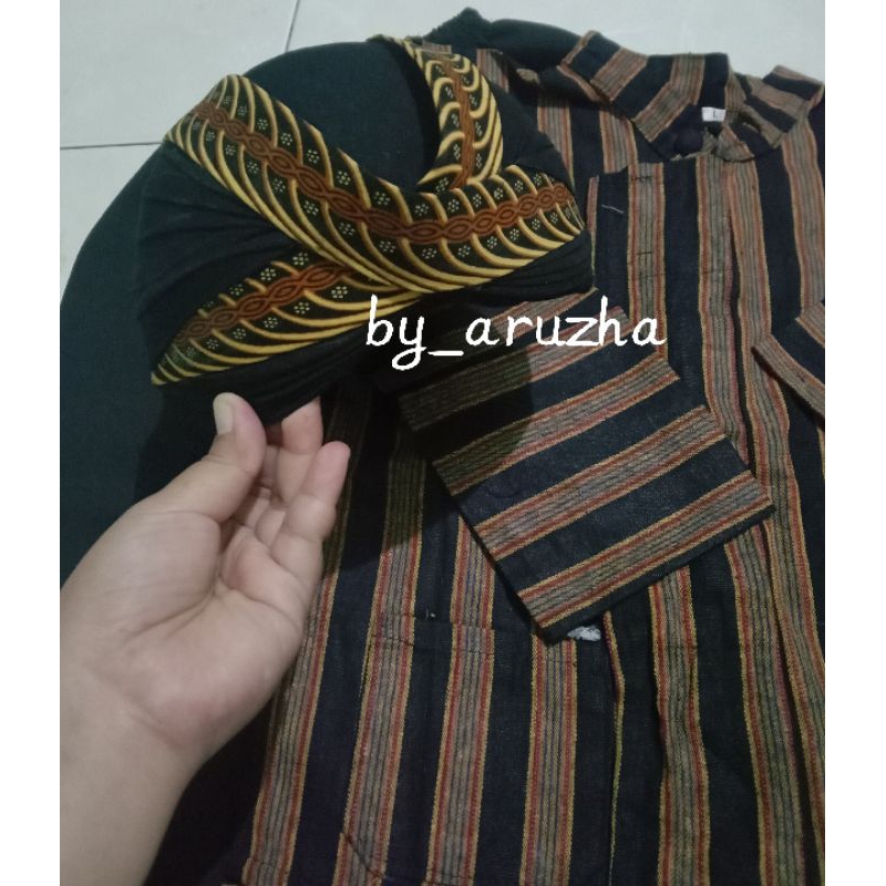 BEST SELLER KAIN TENUN ASLI JAWA SETELAN BAJU ADAT ANAK BAYI LAKI-LAKI LURIK SURJAN SORJAN PITONAN