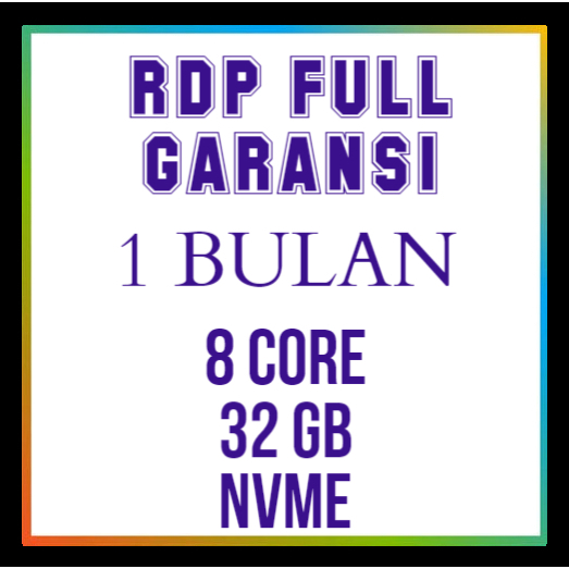 RDP 8 CORE 32 GB 1 MONTH