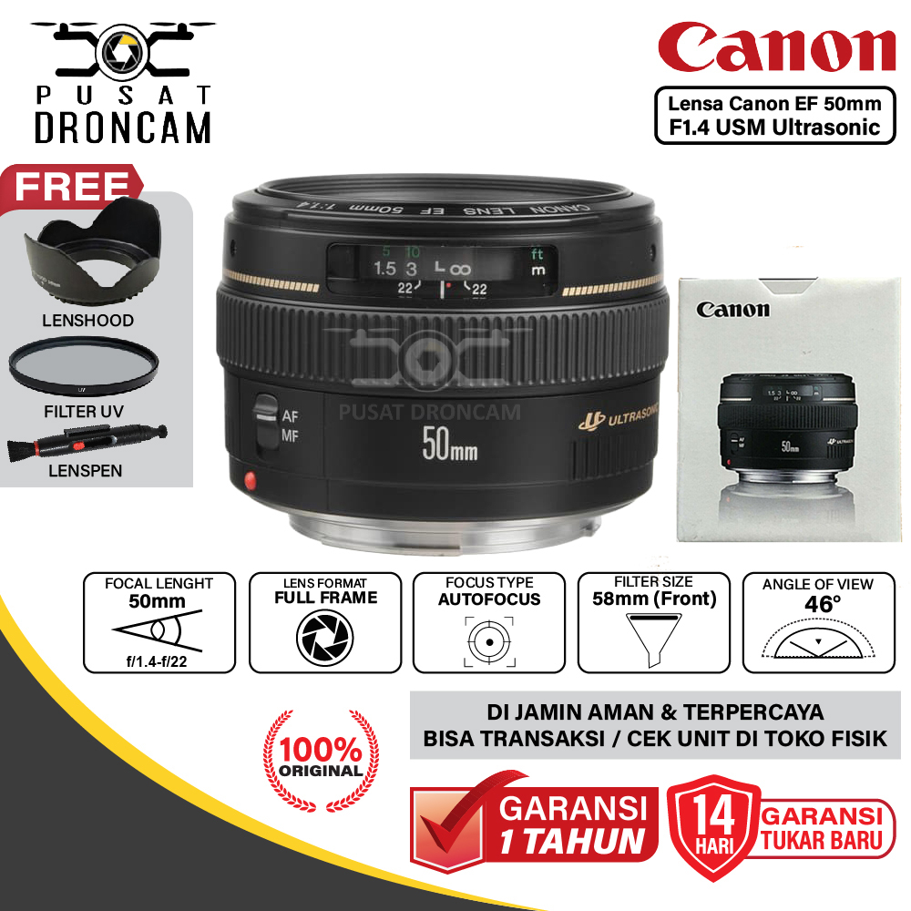 Canon EF 50mm f1.4 USM Ultrasonic Motor Lens / Lensa Canon EF 50 mm f/1.4 USM