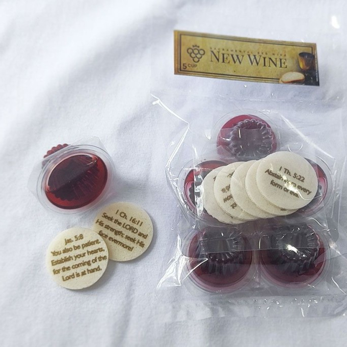 

Anggur Perjamuan Gereja+Hosti Ayat Inggris-5Cup