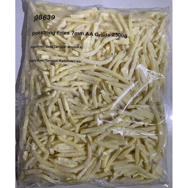 

Kentang Shoestring 7mm AAgrade / bungkus (2.5kg)