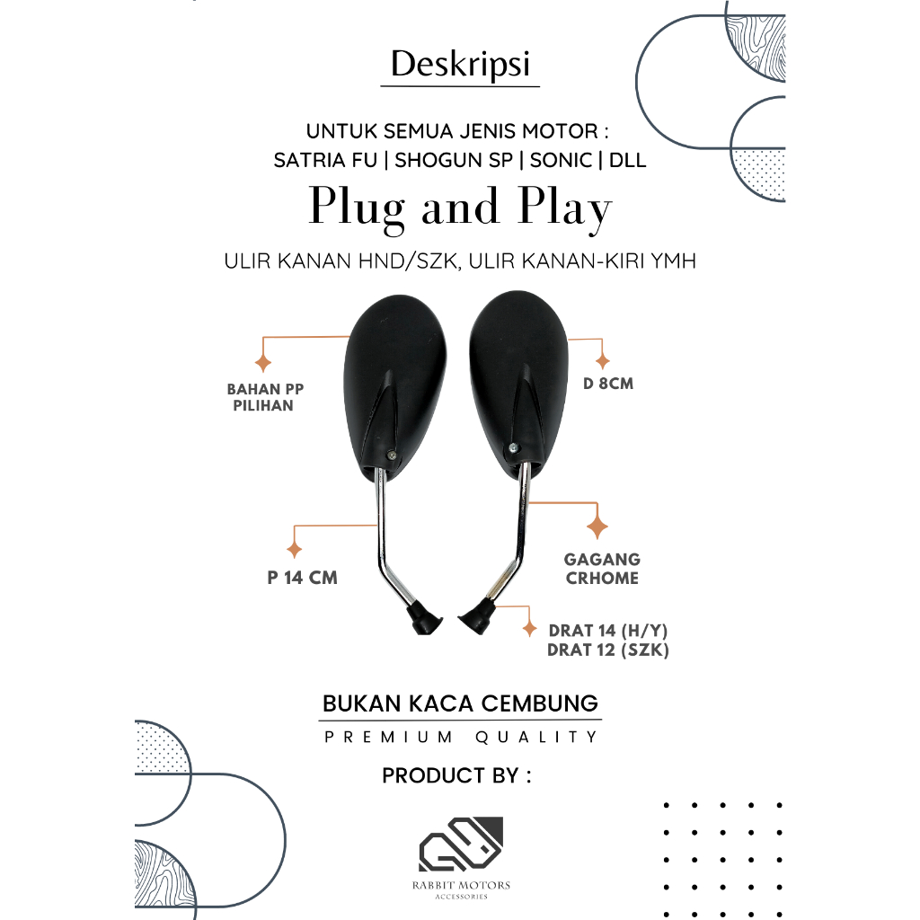 SPION SATRIA FU GAGANG TANGGUNG CHROOME - SPION MOTOR VARIASI