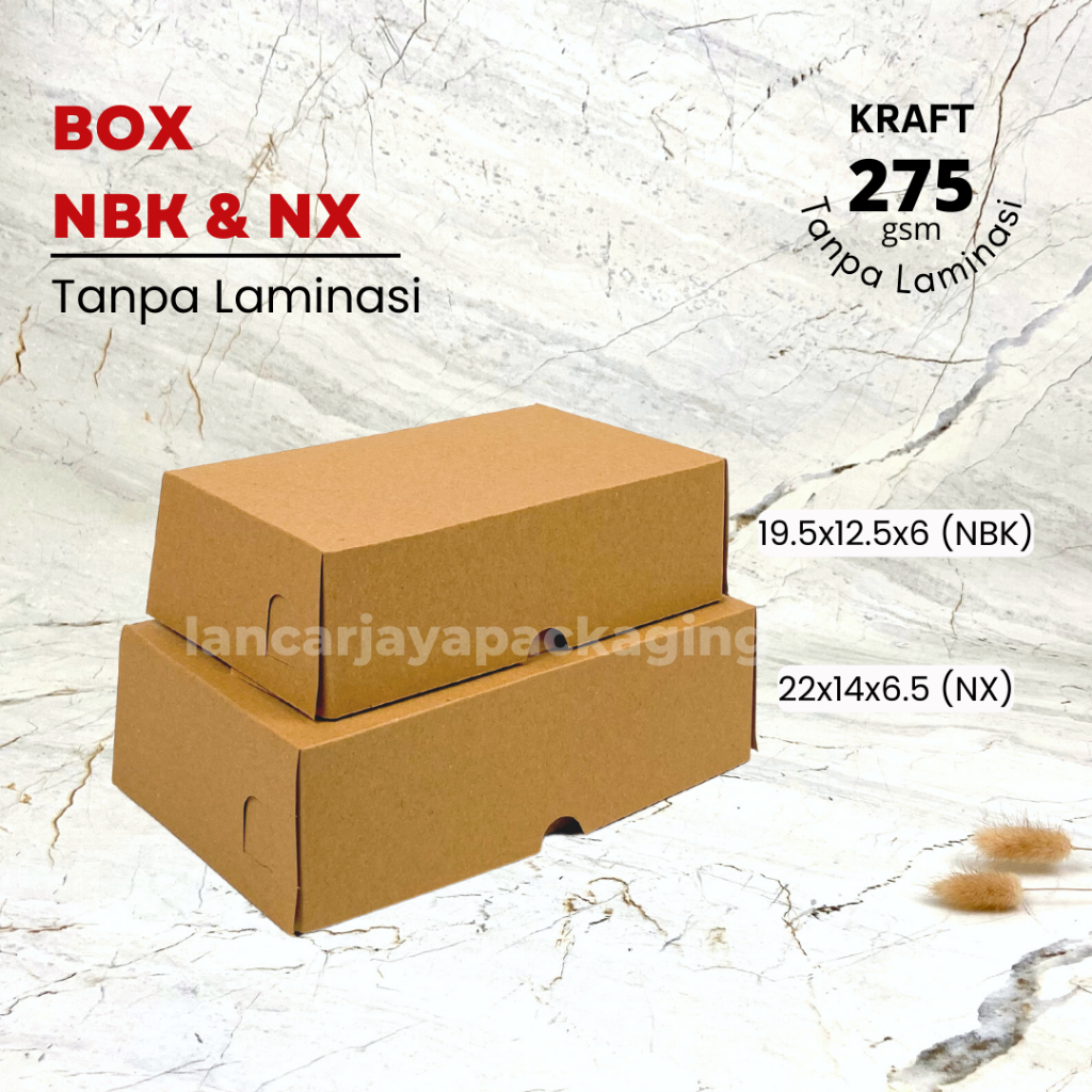 Dus NBK NX Kotak Nasi Kemasan Kue Snack Kraft 19.5x12.5x6 / 22x14x6.5 cm