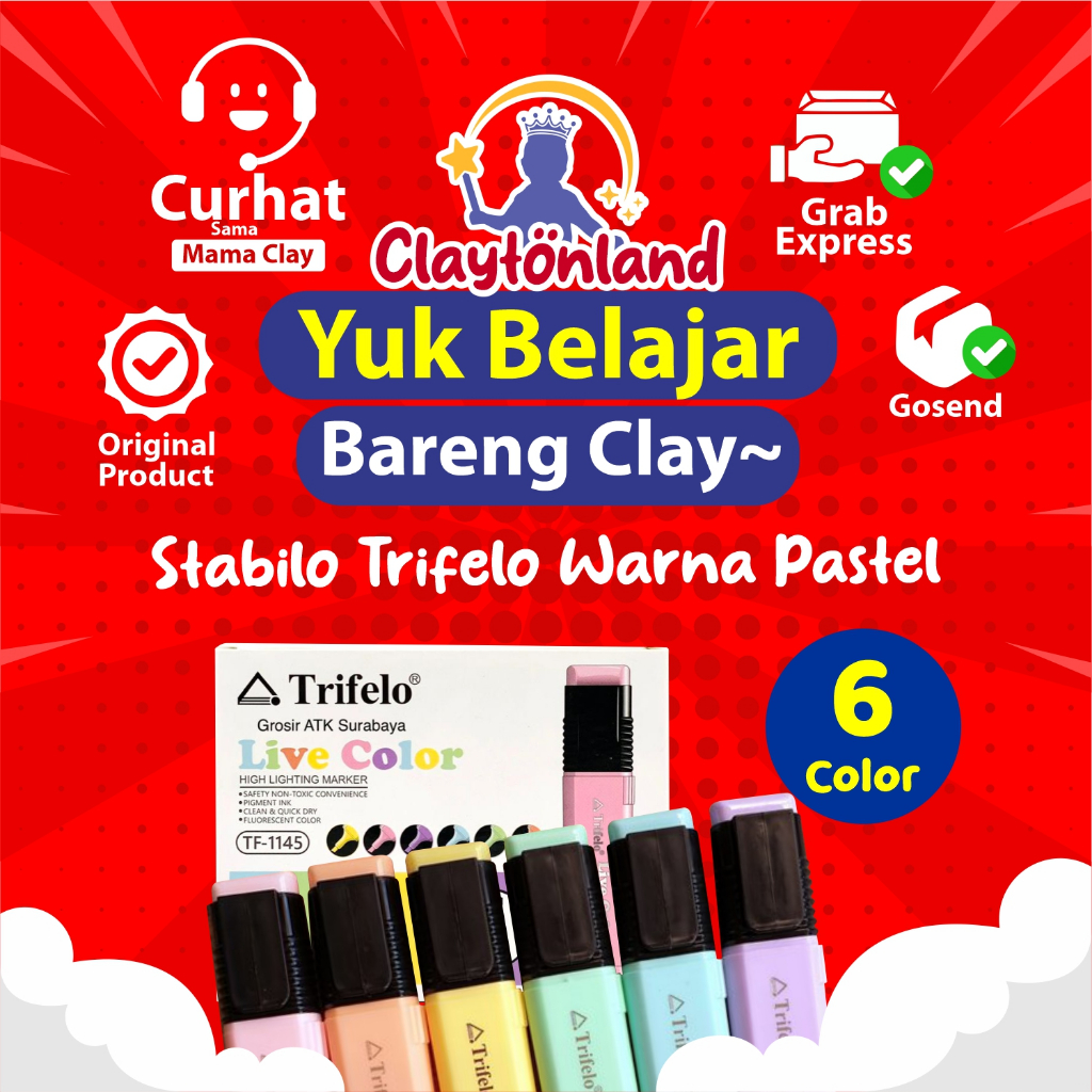 

Stabilo Trifelo 1145 Warna Pastel / Highlighter 6 Warna / Stabilo Live Color Pastel TF-1145
